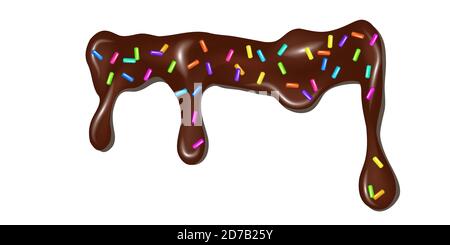 Chocolate desserts with dripping fondant, choco glaze drops sprinkles grainy. Pattern with sprinkles grainy of black chocolate. Template for holiday d Stock Vector