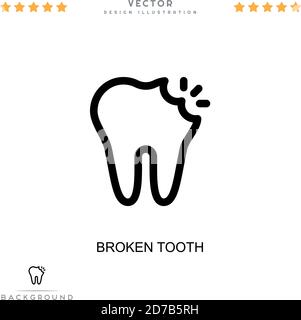 Broken tooth icon. Simple element from digital disruption collection. Line Broken tooth icon for templates, infographics and more Stock Vector