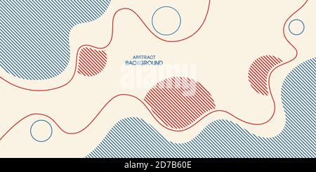 Abstract background, poster, banner. Composition of smooth dynamic waves, lines, striped shapes. Trendy design. Vector colorillustration. Stock Vector
