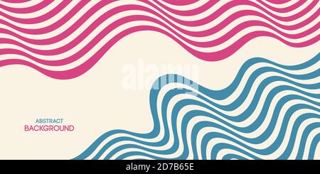 Abstract striped background, poster, banner. Composition of smooth dynamic waves, lines. Trendy design. Vector color illustration in flat style. Stock Vector