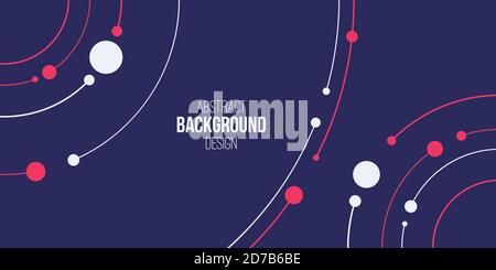 Abstract background, poster, banner. Composition of smooth rounded lines, circles and dots. Trendy design. Vector color illustration in flat style. Stock Vector