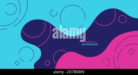 Abstract background, poster, banner. Composition of amorphous forms, liquid shapes and circles. Pink, blue, turquoise colors. Vector color. Stock Vector
