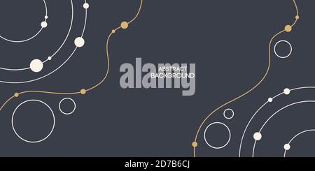 Abstract background, poster, banner. Composition of smooth lines, circles and dots. Vector color illustration in flat style. Stock Vector