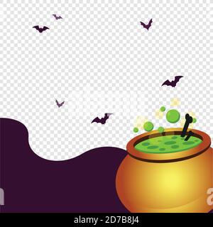 Cartoon Halloween witch's cauldron with bubbling witch's brew in it Stock Vector