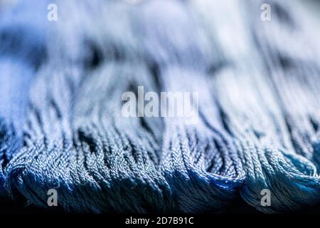 close-up shades of blue embroidery thread Stock Photo