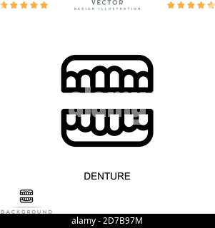 Denture icon. Simple element from digital disruption collection. Line Denture icon for templates, infographics and more Stock Vector