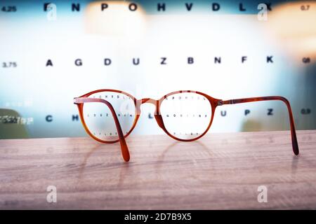 Glasses that correct eyesight from blurred to sharp. Stock Photo