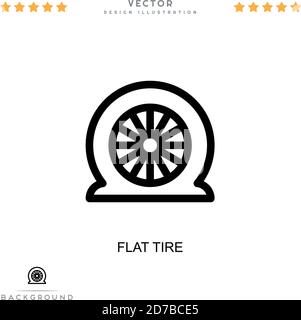 Flat tire icon. Simple element from digital disruption collection. Line Flat tire icon for templates, infographics and more Stock Vector