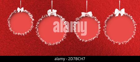 Abstract cutted paper design Christmas ball on red background Stock Photo