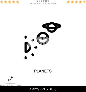 Planets icon. Simple element from digital disruption collection. Line Planets icon for templates, infographics and more Stock Vector