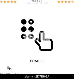 Braille icon. Simple element from digital disruption collection. Line Braille icon for templates, infographics and more Stock Vector