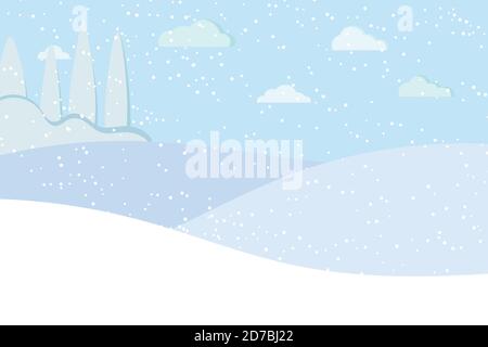 Winter panaramic landscape scene background. Stock Vector