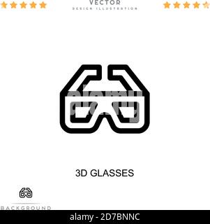 3d glasses icon. Simple element from digital disruption collection. Line 3d glasses icon for templates, infographics and more Stock Vector