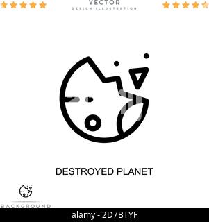 Destroyed planet icon. Simple element from digital disruption collection. Line Destroyed planet icon for templates, infographics and more Stock Vector