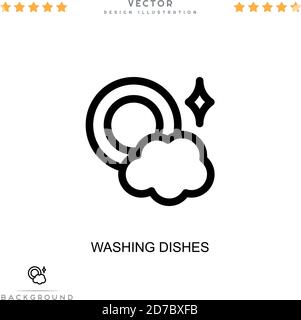 Dishwasher icon from cleaning collection. Simple line element ...