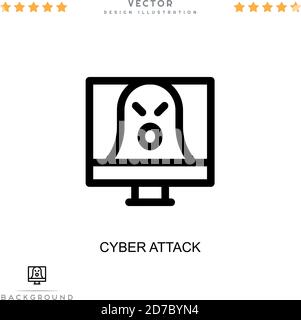 Cyber attack icon. Simple element from digital disruption collection. Line Cyber attack icon for templates, infographics and more Stock Vector