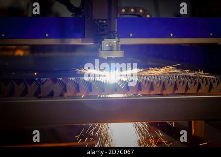 cnc plasma cutting machine cuts metal Stock Photo