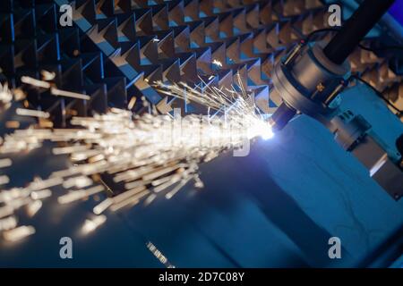 cnc plasma cutting machine cuts metal Stock Photo