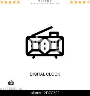 Digital clock icon. Simple element from digital disruption collection. Line Digital clock icon for templates, infographics and more Stock Vector