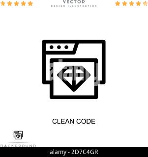 Clean code icon. Simple element from digital disruption collection. Line Clean code icon for templates, infographics and more Stock Vector