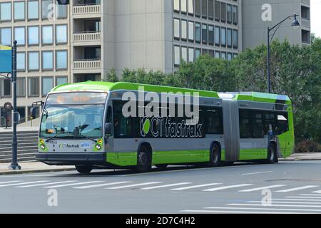 Connecticut CT transit Bus in downtown Hartford, Connecticut, USA. Stock Photo