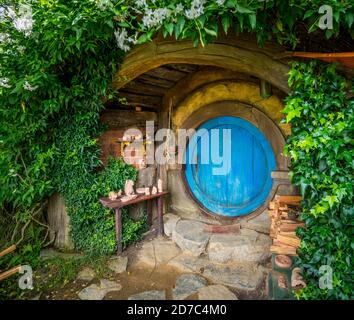 Matamata, New Zealand - Dec 11, 2016: Hobbiton movie set created for filming The Lord of the Rings and The Hobbit movies in North Island of New
