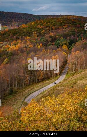 Bucolic rural, autun season highway through fall splendor Stock Photo ...