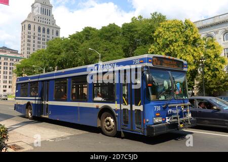 Connecticut CT transit Bus in downtown Hartford, Connecticut, USA. Stock Photo