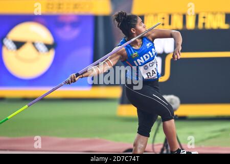 Annu Rani (India). Javelin Throw final. IAAF World Athletics Championships, Doha 2019 Stock Photo