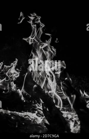 Black and white camp fire Stock Photo
