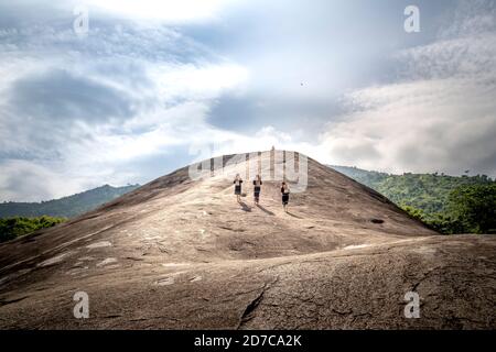 Mother Elephant Stone in Chu Yang Sin mountain range, Dak Lak province, Vietnam-September 6, 2020: A giant rock shaped like an elephant, so people her Stock Photo