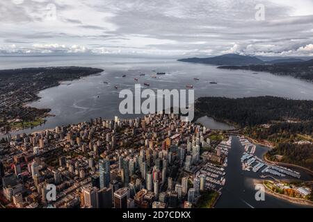 Aerial View of Vancouver City Stock Photo