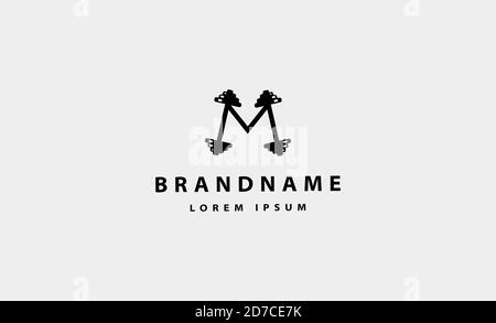 Letter M bodybuild fitness logo design vector Stock Vector