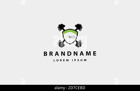 barbell bodybuild fitness logo design vector Stock Vector