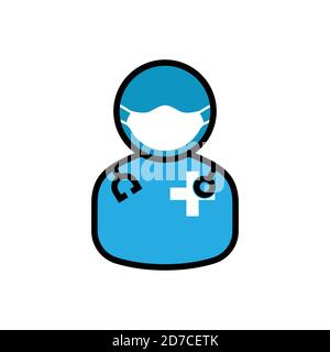 Doctor flat icon using mask. Design template vector Stock Vector