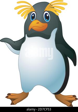 Vector illustration of Cartoon funny penguin rockhopper Stock Vector