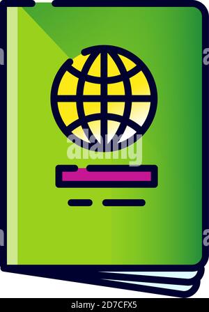 International passport icon. Vector. Personal document illustration. Allegory and metaphor of bureaucracy, document checking. Outline flat style. Illu Stock Vector
