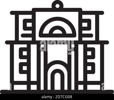 House, cottage icon. Illustration of an architectural structure. Vector. Volumetric printing. Outline style. Illustration for website or print. Stock Vector