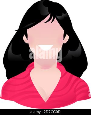 Illustration of a young girl with a smile. Vector. Cartoon simplified, abstract image of a woman. Character for advertising and design. Bright busines Stock Vector