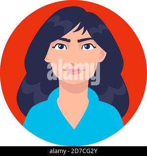 Illustration of a young ordinary girl. Vector. Cartoon Asian woman with long hair. Character for advertising and design. Bright image of a businesswom Stock Vector