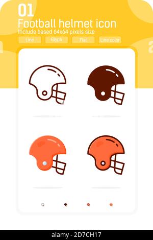 Football helmet premium icon isolated on white background. Simple vector illustration american football symbol design template for sports and more Stock Vector