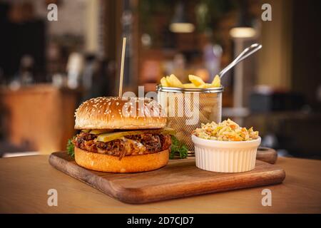 Pulled pork burger Stock Photo