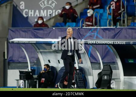 inedine Zidane, head coach of Real Madrid during the UEFA Champions League, Group Stage, Group B football match between Real Madrid and Shakhtar Done Stock Photo
