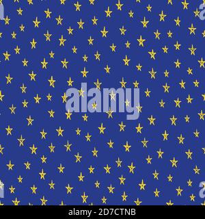 Doodle stars seamless pattern. Hand drawn stars background. Vector illustration for surface design, print, poster, icon, web, graphic designs. Stock Vector