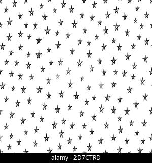 Doodle stars seamless pattern. Hand drawn stars background. Vector illustration for surface design, print, poster, icon, web, graphic designs. Stock Vector