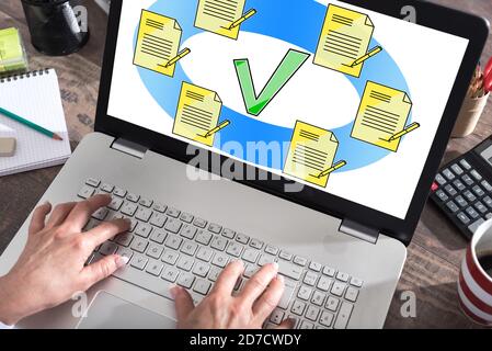 Document validation concept shown on a laptop screen Stock Photo