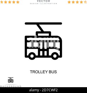 Trolley bus icon. Simple element from digital disruption collection. Line Trolley bus icon for templates, infographics and more Stock Vector