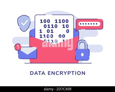 Encryption message password email number notification padlock shield white isolated background with flat style Stock Vector