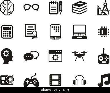 Geek Culture Icons Black & White Set Big Stock Vector