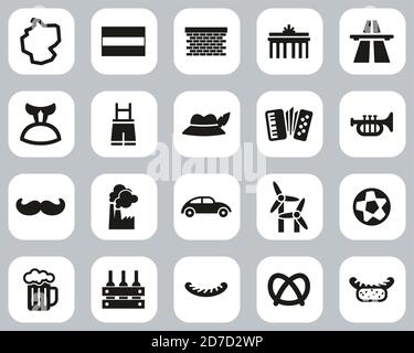 Germany Country & Culture Icons Black & White Flat Design Set Big Stock Vector
